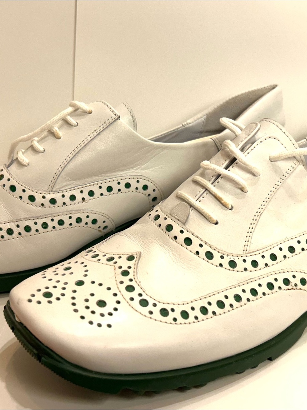 White & Green women’s Wingtip Sesto meucci leather golf Shoes Sz 8 new